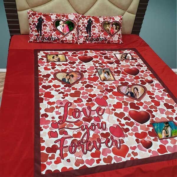 Personalized Bedsheet with "Love You Forever" Printed with Photo